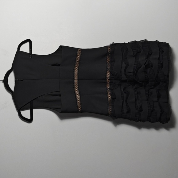 BCBG MAXAZRIA Black Ruffle Mesh Tiered Sleeveless Party Dress Size 4 - Picture 8 of 16